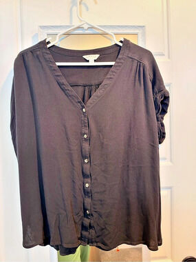 Orvis Black Rayon Blouse Size XL